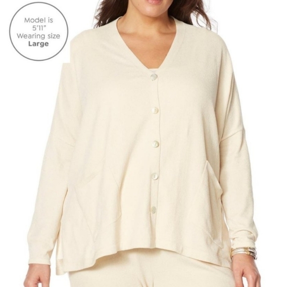 NWT Wynne Lounge moss button down cardigan Sz XLP oversized - Picture 3 of 12